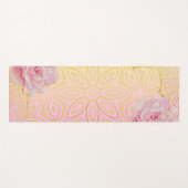 バラ金ゴールド&ピンクウォーターカラーマンダラ ヨガマット (正面(横))