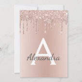 バラ金ゴールド – ピンクグリッターSweet sixteen誕生日 招待状 (正面)