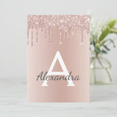 バラ金ゴールド – ピンクグリッターSweet sixteen誕生日 招待状 (スタンド正面)