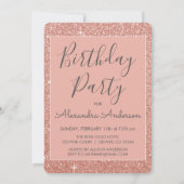 バラ金ゴールド – ピンクスパークルグリッター誕生日パーティー 招待状 (裏面)