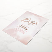 バラ金ゴールド&ピンクハートワンガールバースデーパーティー 箔招待状 (回転した状態)