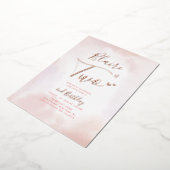 バラ金ゴールド&ピンクハート2女の子2nd誕生日パーティー 箔招待状 (回転した状態)