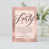 バラ金ゴールド&ピンクフォイル40歳誕生日   サンキューカード (スタンド正面)