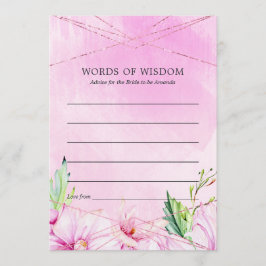 バラ金ゴールド&ピンクマグノリアジオメトリックブライダルシャワー アドバイスカード