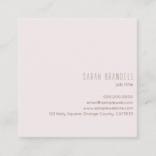 バラ金ゴールド&ピンクラベル美しいサロン スクエア名刺 (裏面)