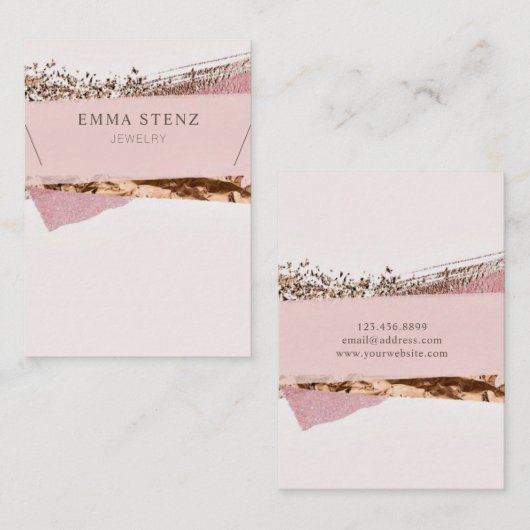 バラ金ゴールド&ピンクラベル・ネックレスジュエリーディスプレイ 名刺 (正面/裏面)