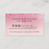 バラ金ゴールド&ピンク爪、 ネイルスパークリモノグラム 名刺 (裏面)