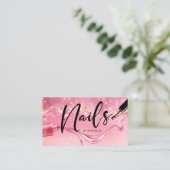 バラ金ゴールド&ピンク爪、 ネイルスパークリモノグラム 名刺 (スタンド正面)