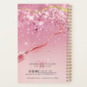 バラ金ゴールド&ピンク爪、 ネイルスパークリーアポイントメントブック プランナー手帳 (裏面)