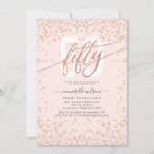 バラ金ゴールド&ピンク50th誕生日パーティーへの招待 招待状 (正面)