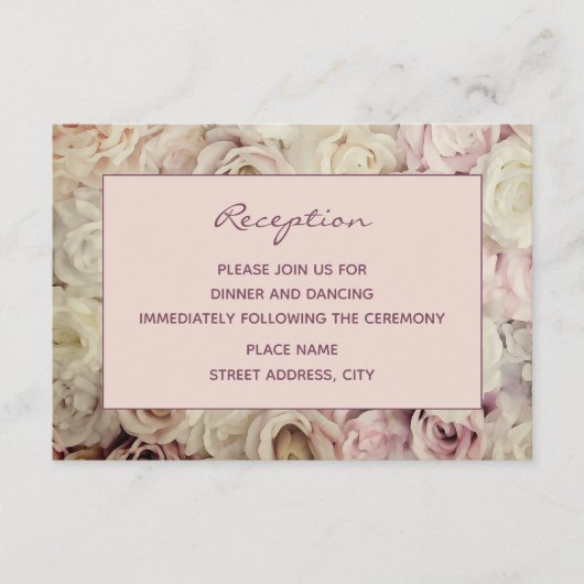 バラ金ゴールド/フィグピンクウェディングレセプションカード エンクロージャーカード (正面)