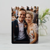 バラ金ゴールド、フォイル結婚ス、1枚の写真「ありがとう」 箔招待状 (立ち正面)