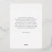 バラ金ゴールド、フォイル結婚ス、1枚の写真「ありがとう」 箔招待状 (裏面)