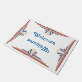 バラ金ゴールド、ブラウン&ブルーマットのアートデコ要素 ドアマット (アングル)