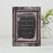 バラ金ゴールド&ブラックウォーターカラーギャラリーウェディングパーティー 招待状 (スタンド正面)