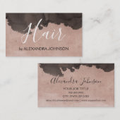 バラ金ゴールド&ブラックウォーター色モダン美容師 名刺 (正面/裏面)