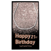 バラ金ゴールド&ブラックグリッターハッピーバースデーAny Age スモールペーパーバッグ (裏面)