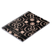 バラ金ゴールド&ブラックフローラダマスクサンフラワークラシー ノートブック (左側)