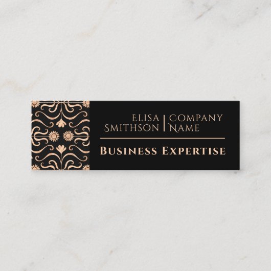 バラ金ゴールド&ブラックフローラフォークアーエレガントト スキニー名刺 (正面)