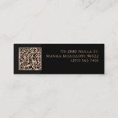 バラ金ゴールド&ブラックフローラフォークアーエレガントト スキニー名刺 (裏面)