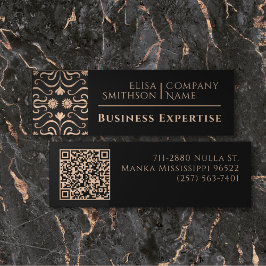 バラ金ゴールド&ブラックフローラフォークアーエレガントト スキニー名刺