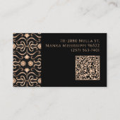 バラ金ゴールド&ブラックフローラフォークアーエレガントト 名刺 (裏面)