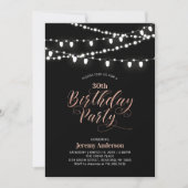 バラ金ゴールド&ブラックモダン60th大人の誕生日パーティー 招待状 (正面)