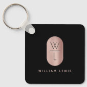 バラ金ゴールド&ブラックモノグラムミニマモダンリスト キーホルダー (正面)