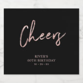 バラ金ゴールド&ブラックレタリング応援大人誕生日 ビールラベル (シングルラベル)