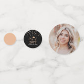 バラ金ゴールド&ブラック紙吹雪卒業パーティーデコール コンフェッティ (裏面)