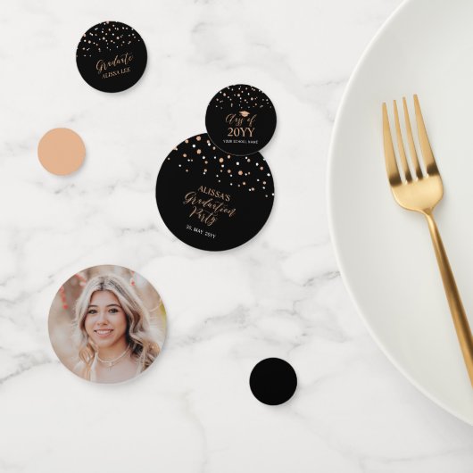 バラ金ゴールド&ブラック紙吹雪卒業パーティーデコール コンフェッティ (グループ)