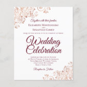 バラ金ゴールド&ブルゴーニュBUDGETウェディング招待 (正面)