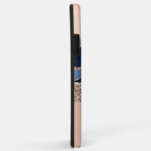 バラ金ゴールド&ブルーグリッターガーリー大理石 Case-Mate iPhoneケース (裏面/右)