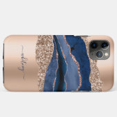 バラ金ゴールド&ブルーグリッターガーリー大理石 Case-Mate iPhoneケース (裏面(横))