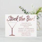 バラ金ゴールド&ホワイトストックザバーカップルのシャワー 招待状 (スタンド正面)