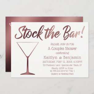 バラ金ゴールド&ホワイトストックザバーカップルのシャワー 招待状