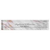 バラ金ゴールド&ホワイトマーブルエレガントモダン デスクネームプレート (正面)