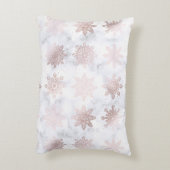 バラ金ゴールド&マーブルスノーフレーククリスマスパターン アクセントクッション (裏面(縦))