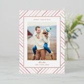 バラ金ゴールド&レッドキャンディストライプケーンHoliday Photo 箔シーズンカード (立ち正面)