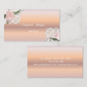 バラ金ゴールド、レース、水彩花 名刺 (正面/裏面)