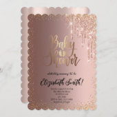 バラ金ゴールド、星ベビーシャワー招待状 招待状 (正面/裏面)