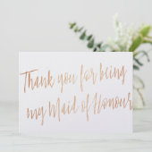バラ金ゴールド「私のメイド・オブ・オーナー(花嫁付き添い人)ありがとう」 サンキューカード (スタンド正面)