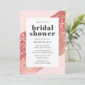 バラ金ゴールド、赤面およびシークインブライダルシャワー 招待状 (スタンド正面)