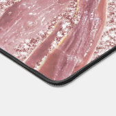 バラ金ゴールド&赤面グリッターホログラフィックオパール大理石 デスクマット (コーナー)