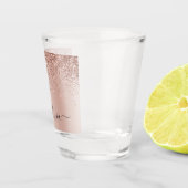 バラ金ゴールド-赤面ピンクグリッターメタルモノグラム名 ショットグラス (右)