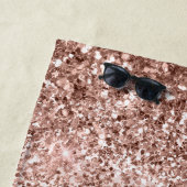 バラ金ゴールド-赤面ピンクグリッターメタルモノグラム名 ビーチタオル (インサイチュ)