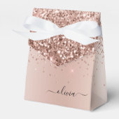 バラ金ゴールド-赤面ピンクグリッターメタルモノグラム名 フェイバーボックス (正面サイド)