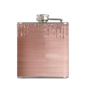 バラ金ゴールド-赤面ピンクグリッターメタルモノグラム名 フラスク (裏面)