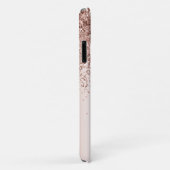 バラ金ゴールド-赤面ピンクグリッターメタルモノグラム名 Case-Mate iPhoneケース (裏面/右)