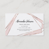 バラ金ゴールド-赤面ピンクジオメトリックヘアメイクアップ 名刺 (裏面)